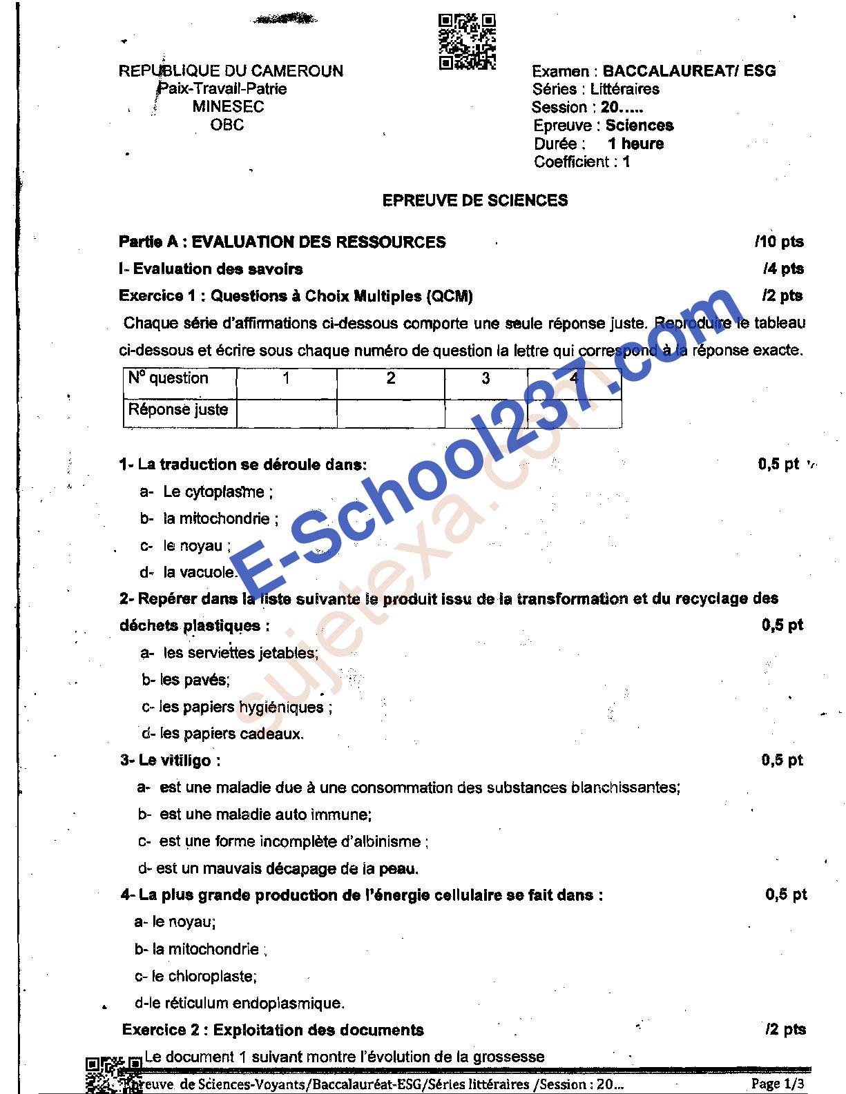 preuve de Sciences Bac 2025 Série AABI – Sujet officiel corrigé